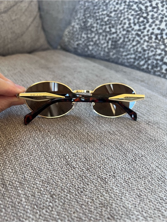 Prada PR 65ZS Gold Frame Sunglasses with Brown Lenses and Tortoiseshell Temples
